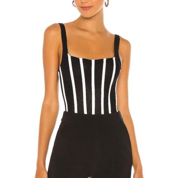 🆕 MISHA Kyanni Bodysuit in Black & Ivory - Picture 1 of 13